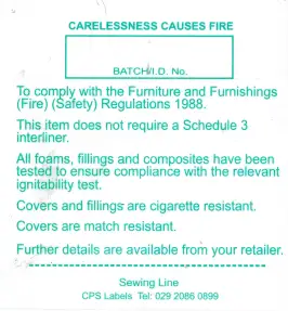 Sew in label (does not contain sch 3)
