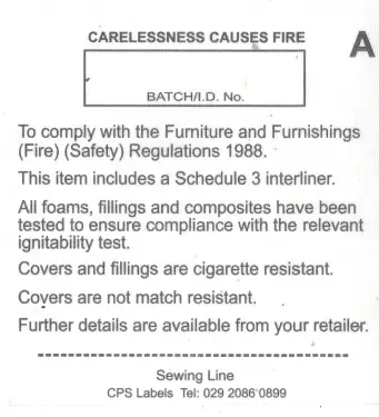 Click Here To Enlarge This Photo Of Sew in label (contains sch 3)